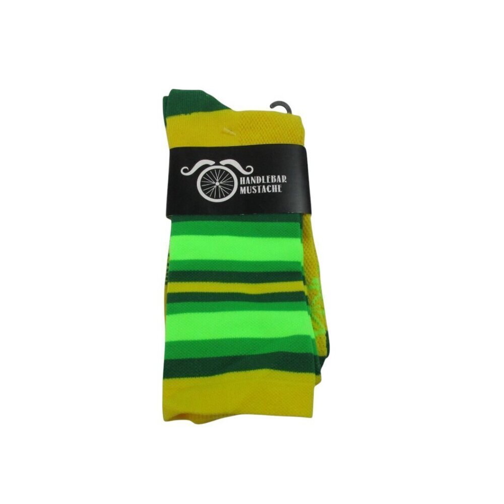Handlebar Mustache Aireator D-Logo Double Cuff Multicolor Nylon Socks Size Large